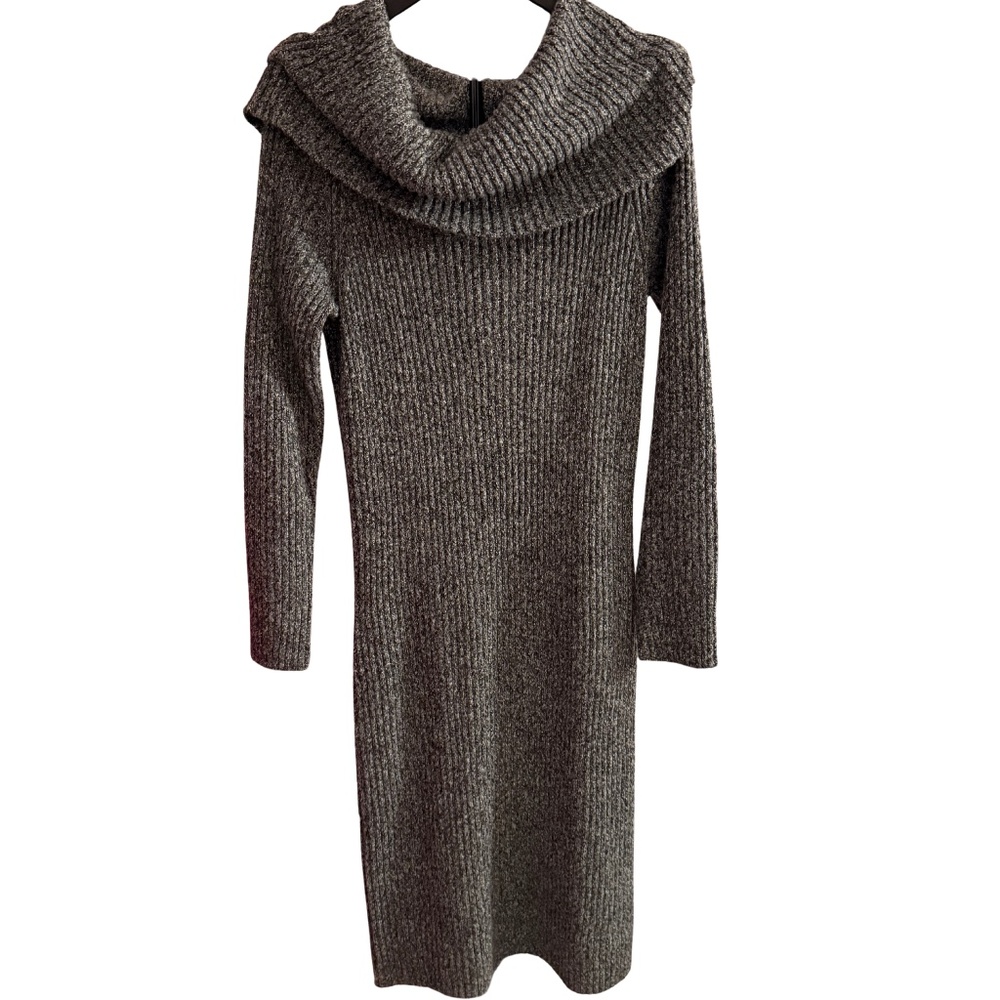 Rachel Zoe Cowl Neck Sweater Dress - Grey - Sz L